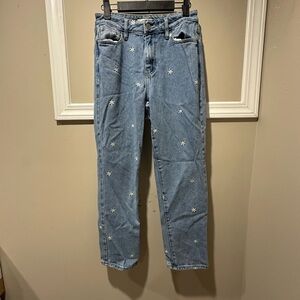 PacSun Blue‎ and White Straight-Leg Jeans with Distressed Detailing